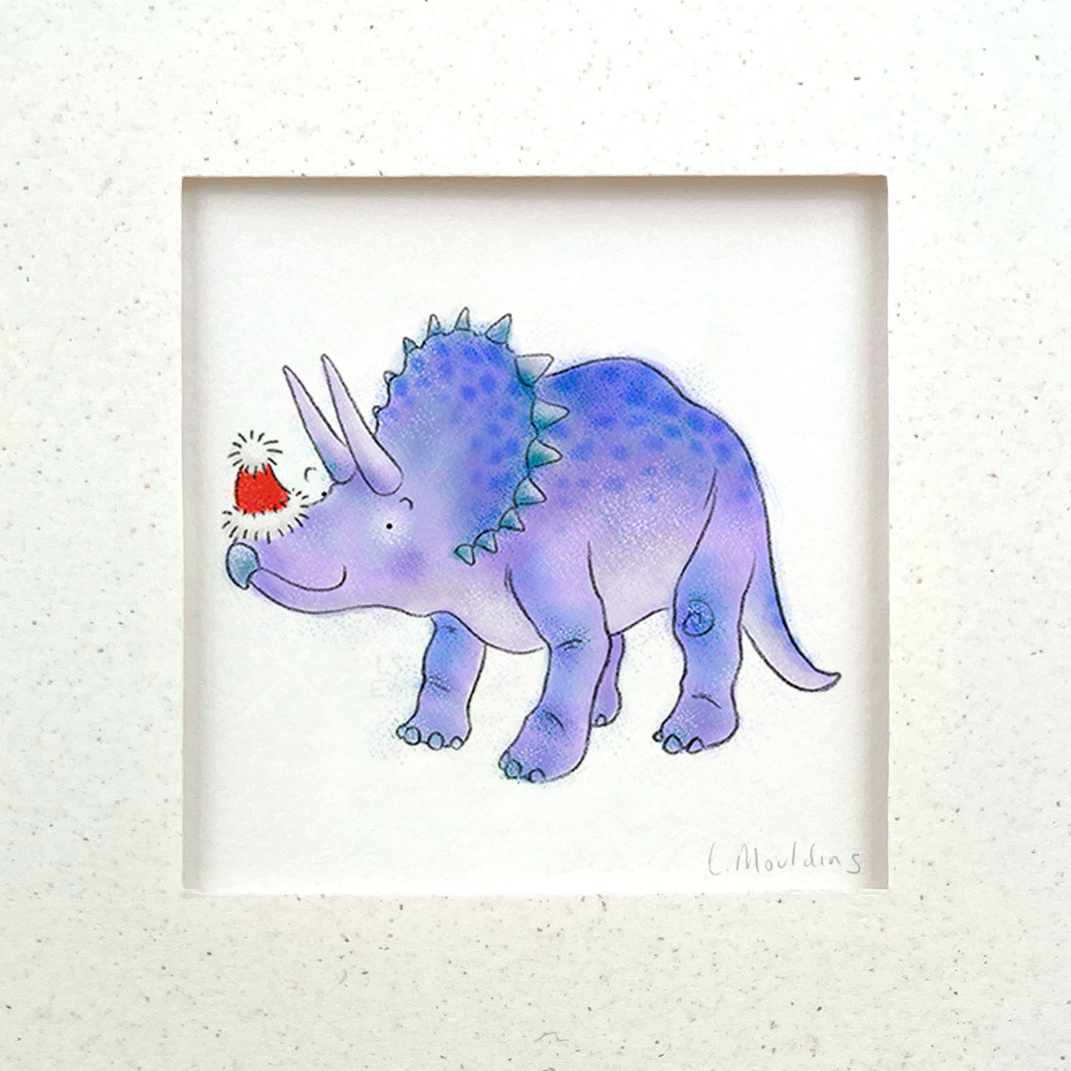 Handmade Triceratops Purple Christmas Card - Image 3