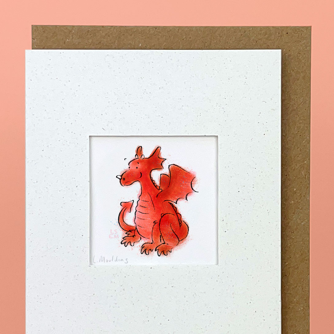 Handmade Red Dragon Card