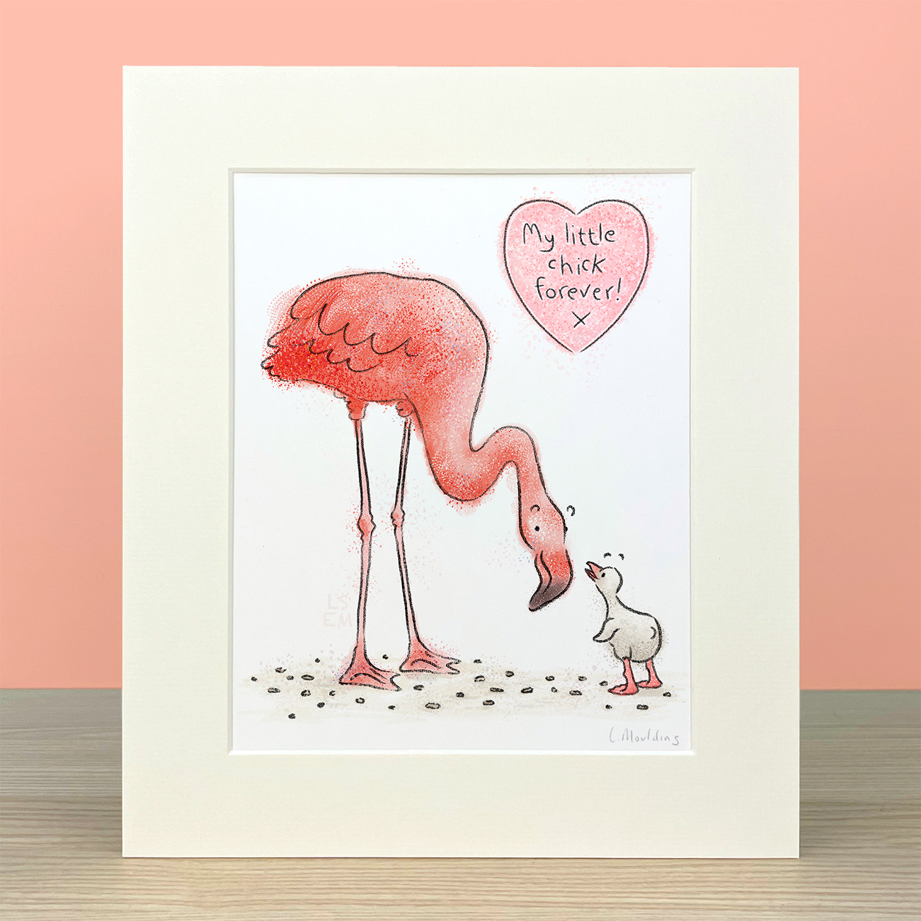 Flamingo Adult and Chick Artwork - Image 4