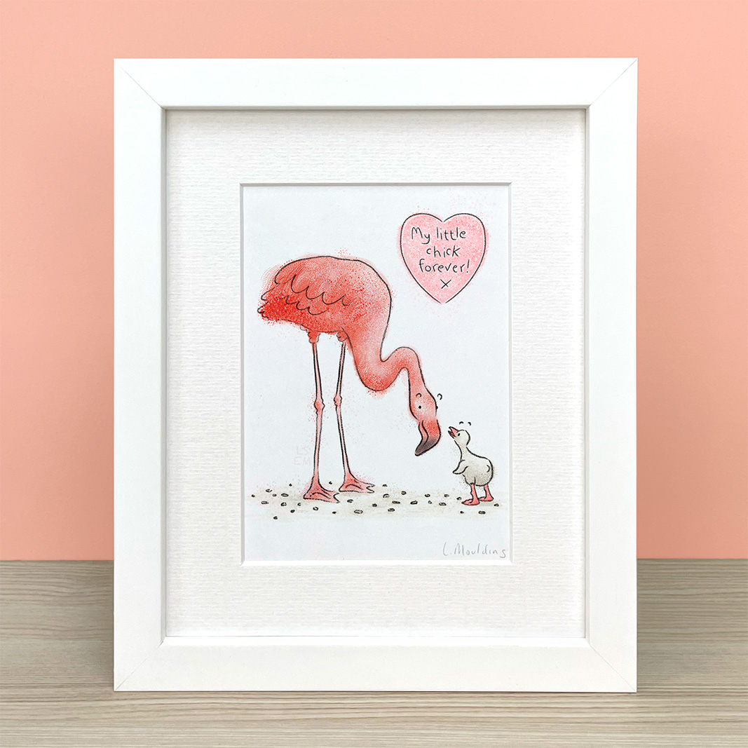 Flamingo Adult and Chick Artwork - Image 2
